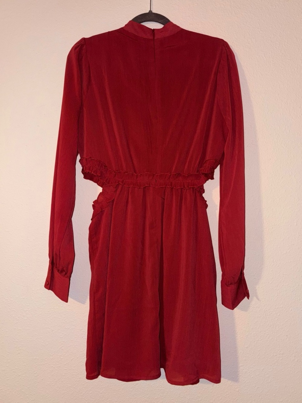 Lulu's Autumn Bliss Rusty Rose - Long Sleeve Cutout Mini Dress Size Large - Picture 7 of 8
